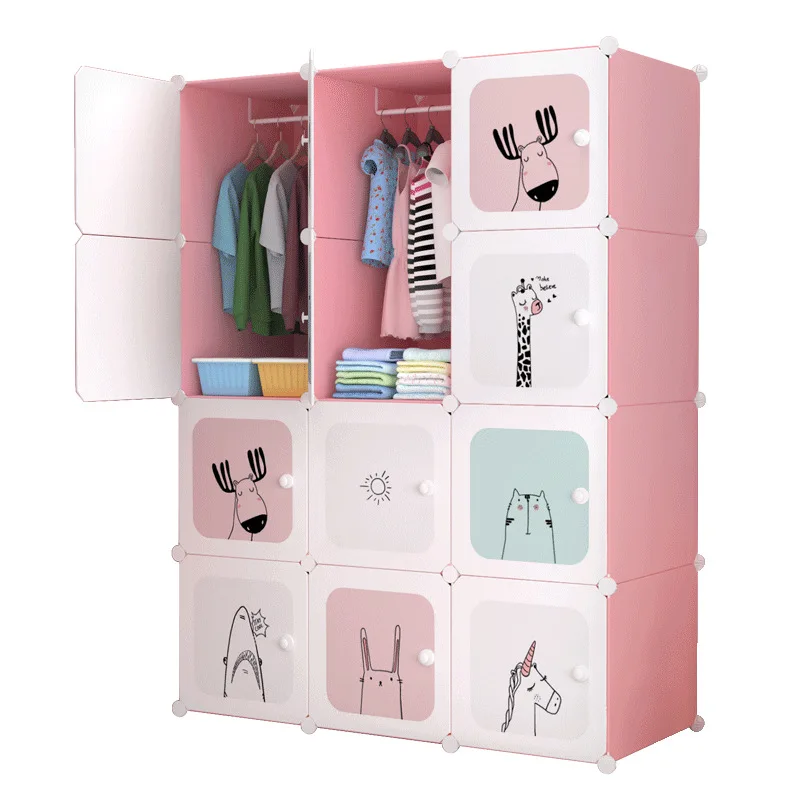 Cartoon designs kids plastic layers and plastic drawers storage furniture storage wardrobe cabinet