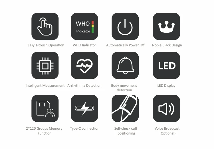 Automatic High Blood Pressure Machine Price Bp Cuff With 2AAA Carrying Case  Irregular Heartbeat Detector