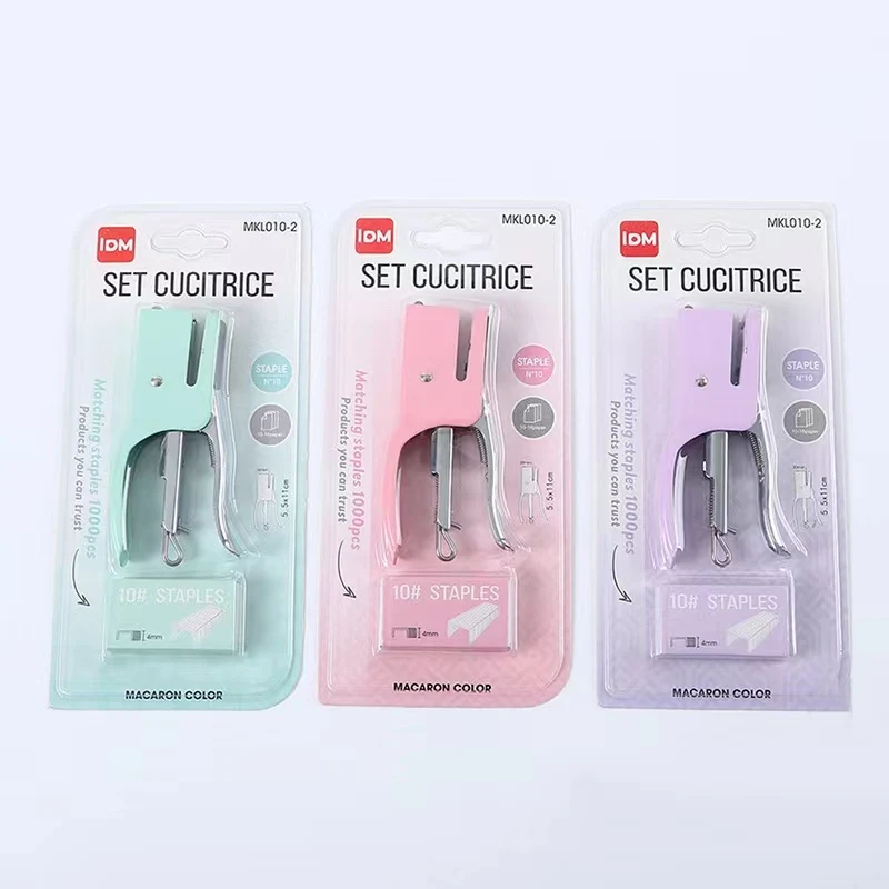 Сстеплер цветной Макарон металлический ручной № 10, набор трудосберегающих упаковочных машин офисные школьные канцелярские Степлеры