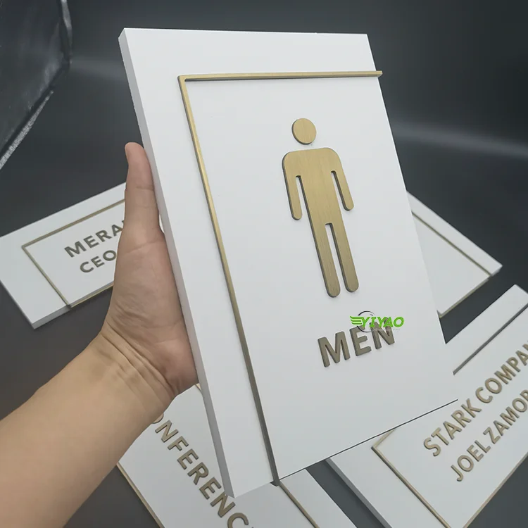 custom decoration metal mirror brushed etch stainless steel 3d hotel building floor house room number sign board