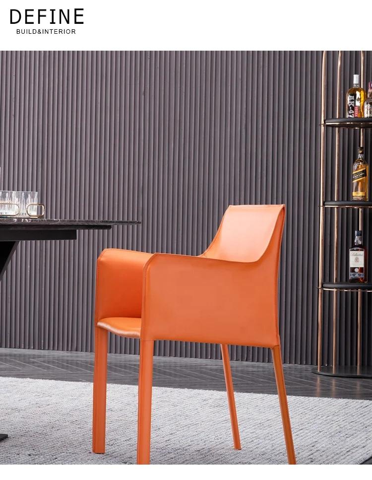 New Design Saddle Leather Upholstery Restaurant Chairs Restaurant Furniture with Arm