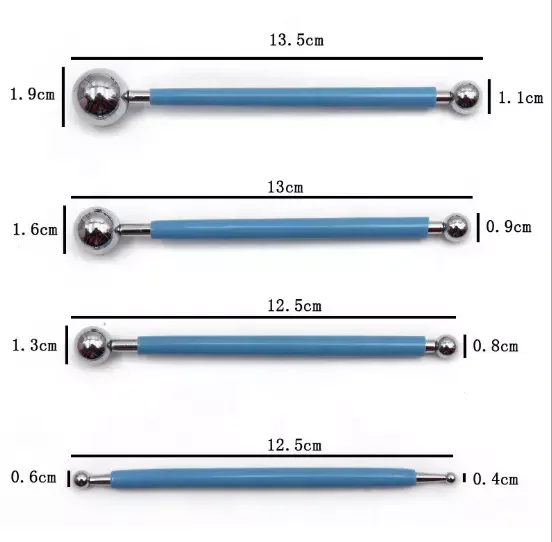 4PCS DIY Double-Ended Metal Ball Sculpture Modeling Stylus Clay Tools Stainless Steel Cake Dotting Tool Set For Decorating