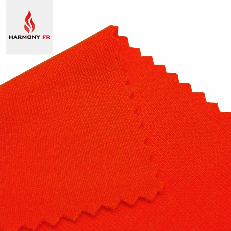 Modacrylic Viscose Knitted FR Fire Resistant Fluorescent Orange Fabric