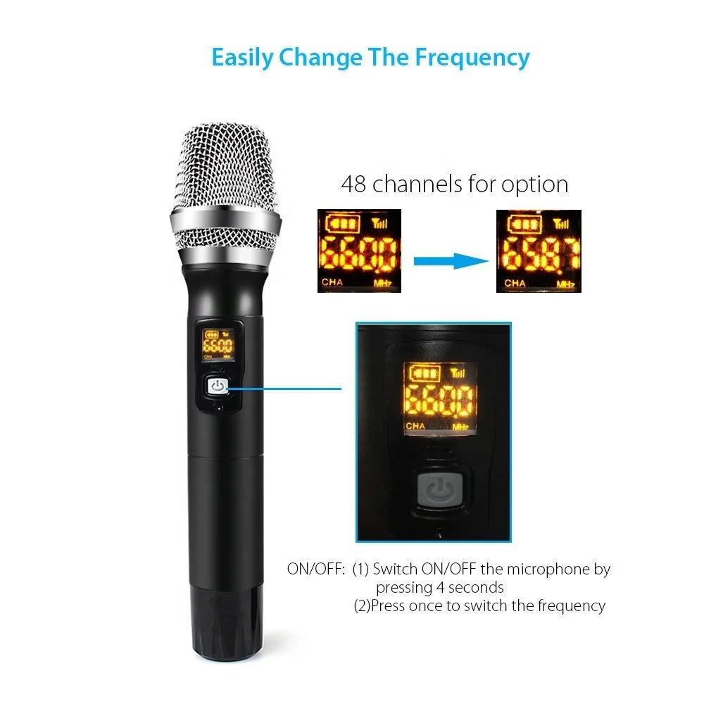 
Professional Portable amplifier with UHF Voice Recording Handheld Microphone Wireless Microphone 