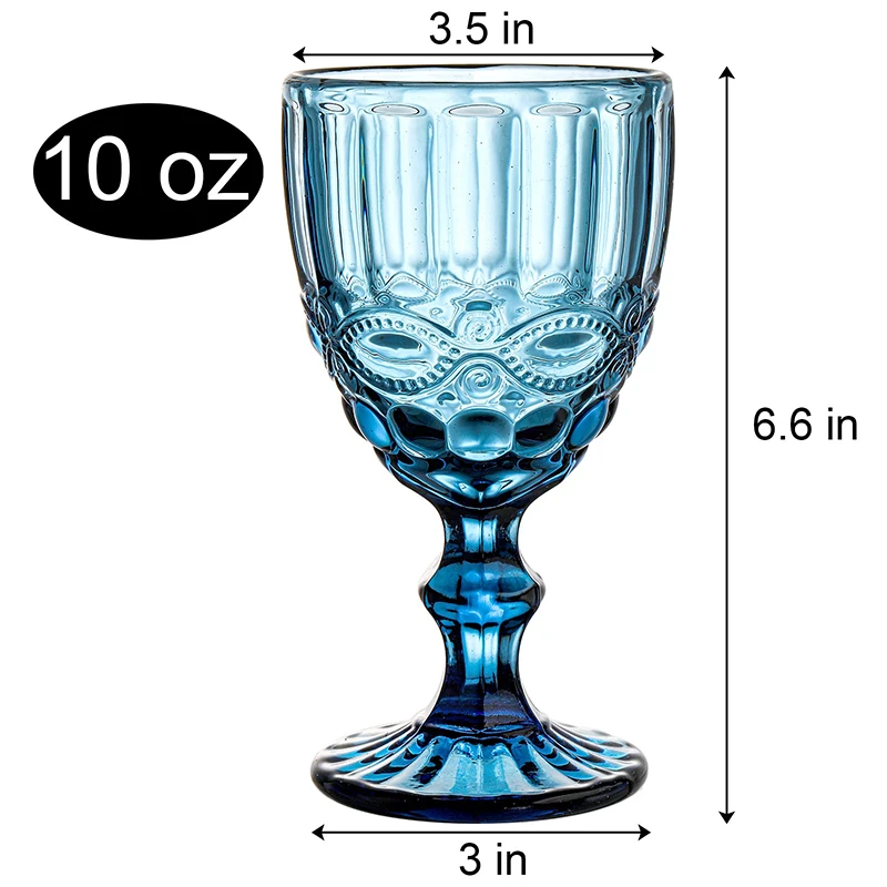 Colored Wine Glass Stemware Vintage Glassware Wholesale 10 Oz Goblet Wine Glasses Set of 6 for Party Wedding Bar Juice Beverage