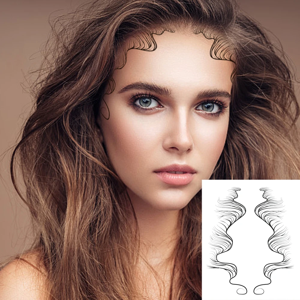 Популярные в Европе и Америке натуральные кудрявые искусственные Детские волосы сделай сам шаблон временная линия волос Татуировка наклейка