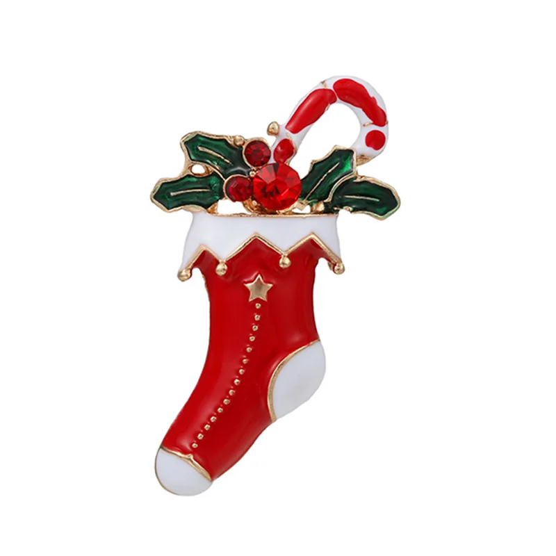 3D Christmas Set Brooches Stockings Santa Claus Sika Deer Red Hat brooch Metal Badge Lapel Pin