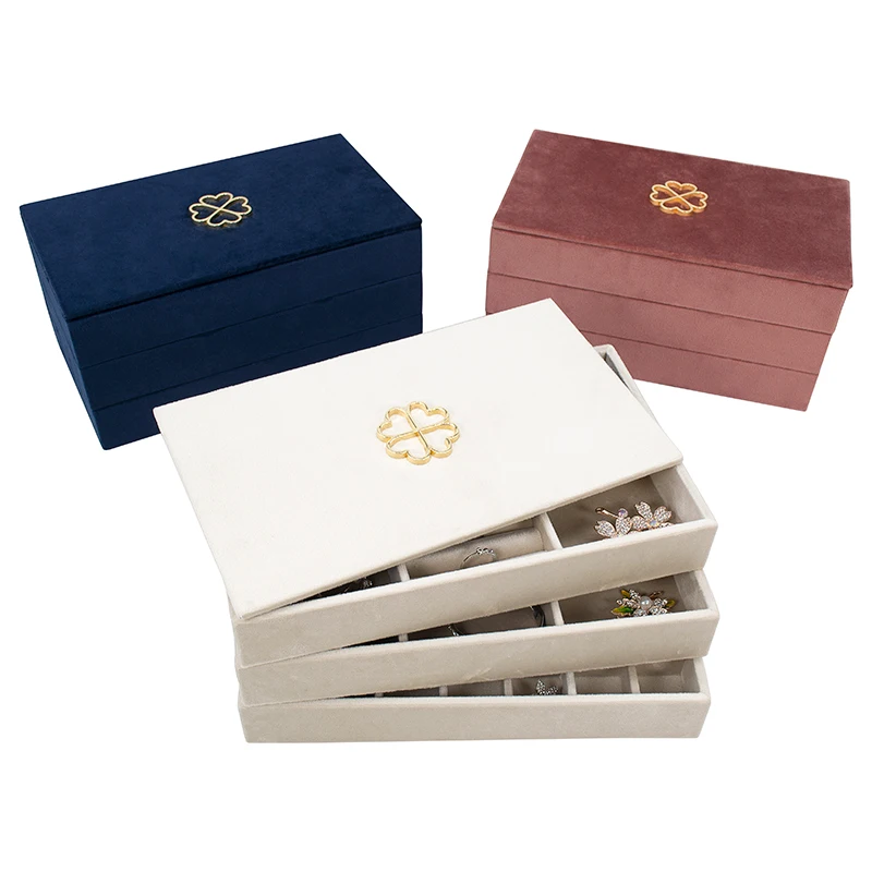 New Design Custom Velvet Stack Able Ring Pendent Necklace Jewelry Display Tray For Shop