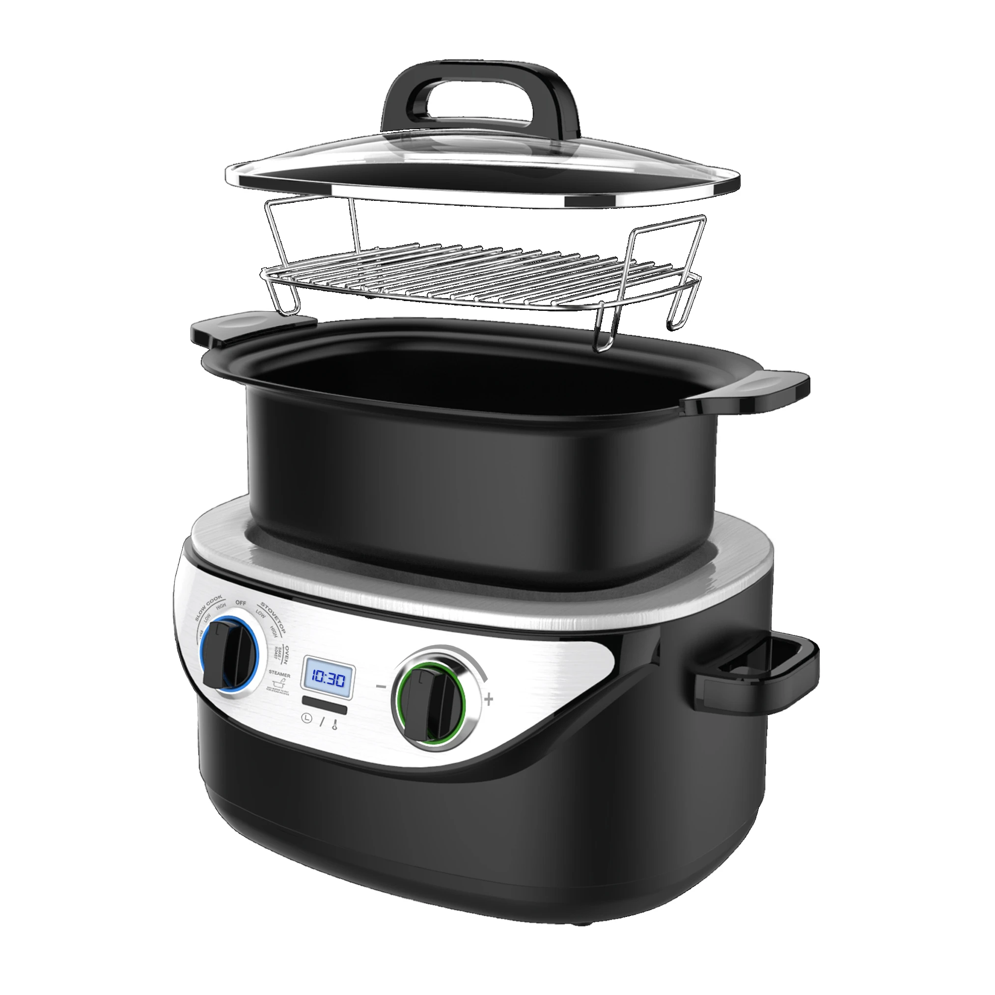 Электрическая мультиварка, фритюрница, духовка, Паровая сталь 8 в 1, черная металлическая мощность, регулируемый таймер, GS cETLus Rohs, функция цвета