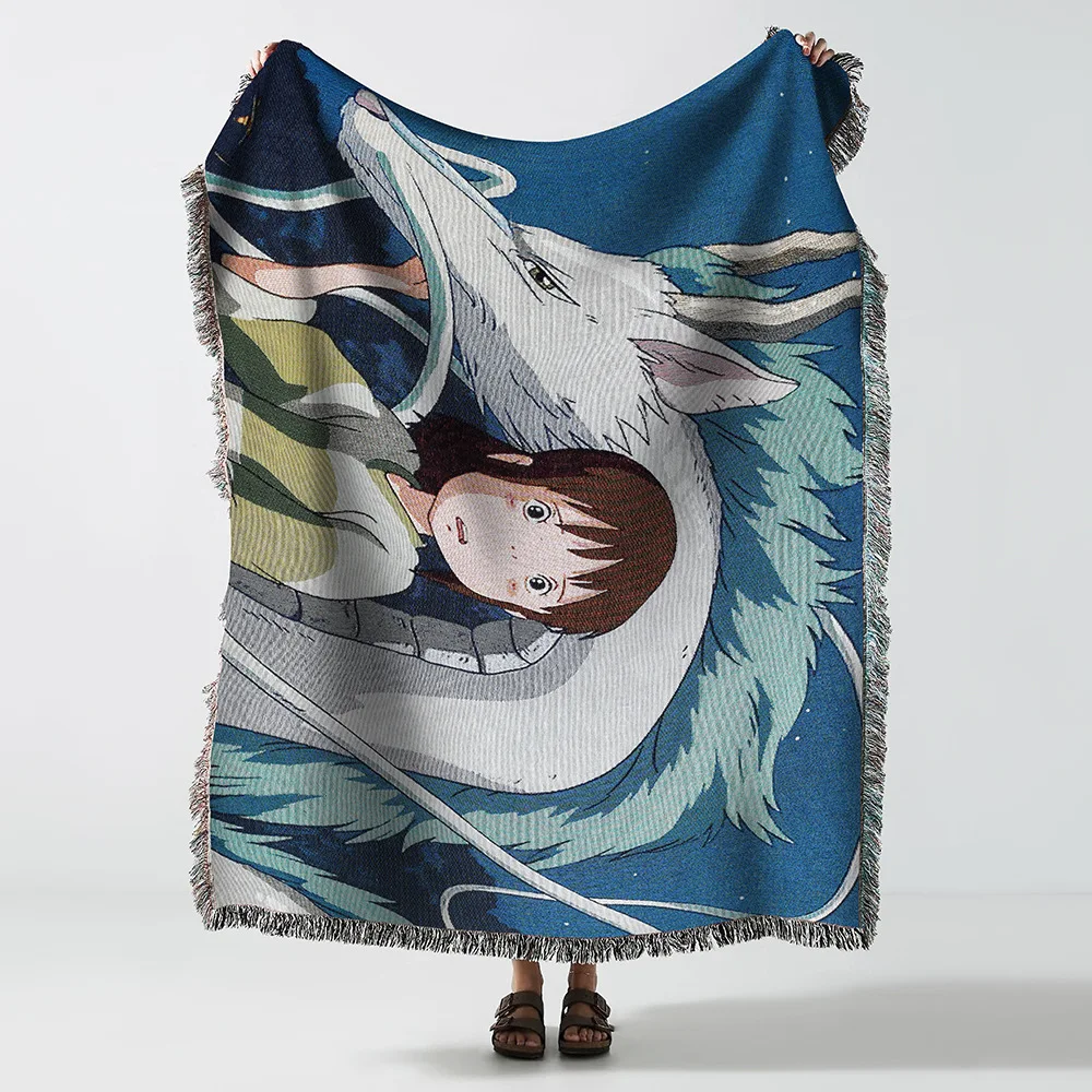Anime Blanket Cotton And Polyester Jacquard Sofa Blanket Custom Design Woven Tapestry
