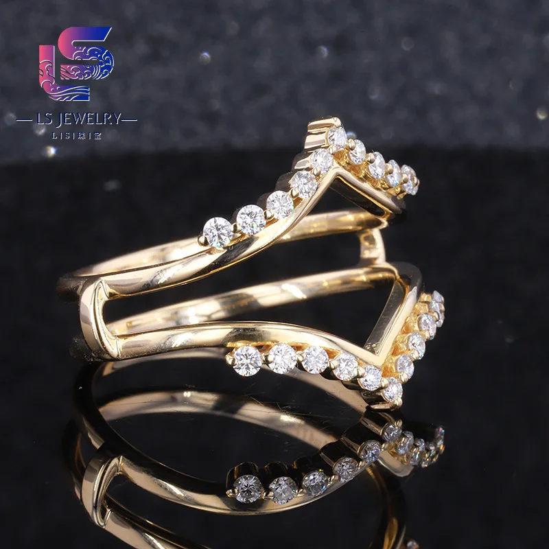 New Product 2mm Diamond 14k Real Solid Yellow Gold Stackable Rings