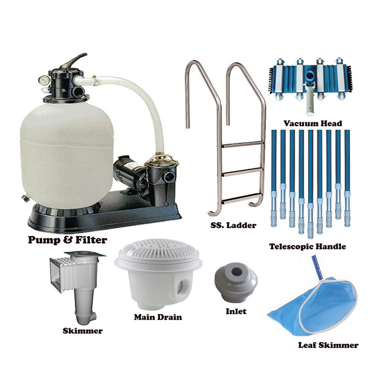 Baobiao Pool Expert Picina Alberca Swimming Accessories Led Inflatable Waterfall Pool Lights Skimmer Cleaner Robot Fittings Set