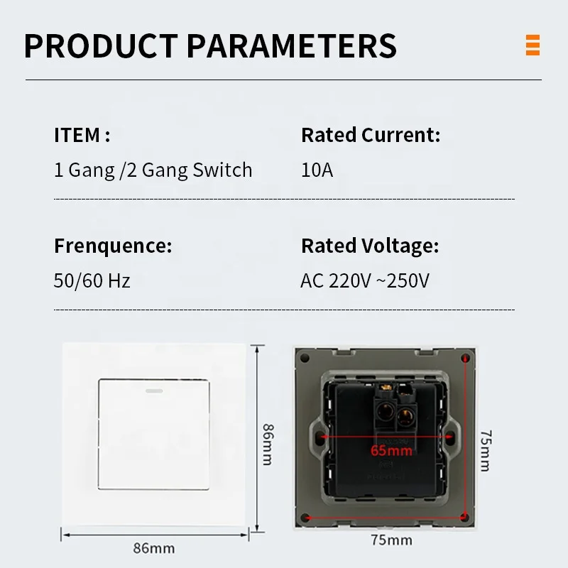 Mezeen EU type Gold Panel 10A 250V 2 gang 2 way wall switch Push Button Modern Home Wall Electric light switch manufacturer