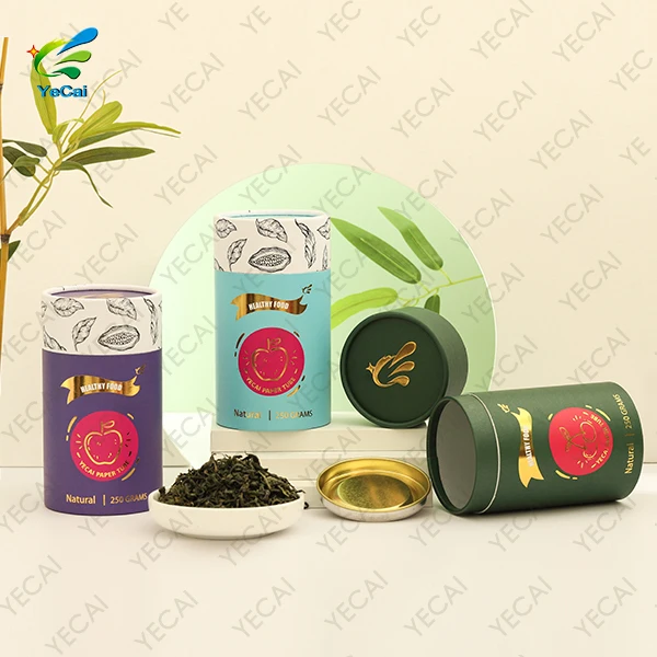 slimming capsule powder storage container eco-friendly cardboard coffee bean red tea powder drink powder gift round paper pack