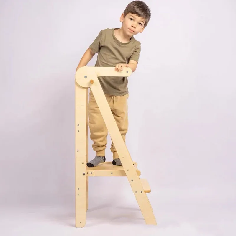 Kitchen Step Stool Children Learning Tower Montessori Practice Adjustable Height Stool Kids Foldable Learning Helper Tower