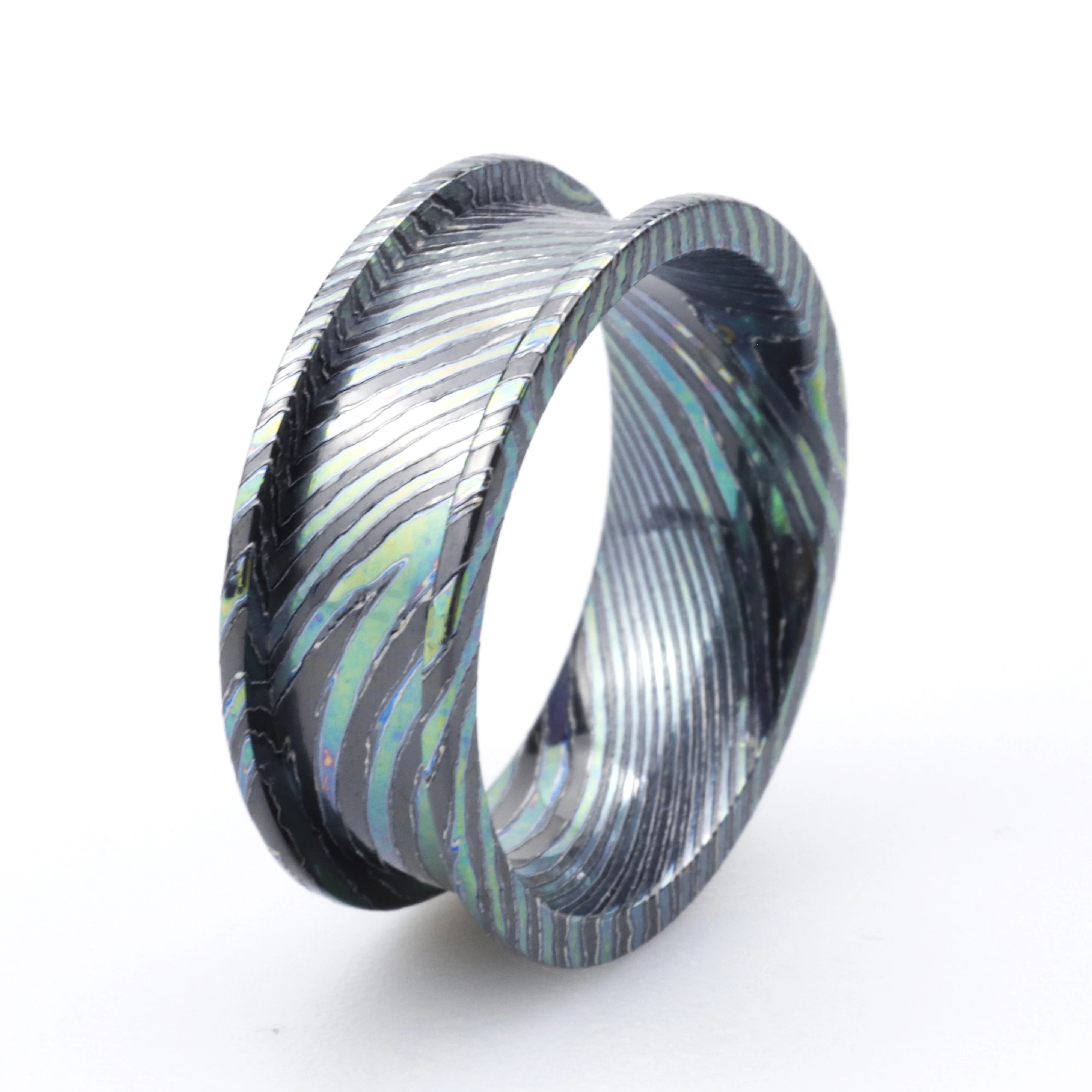 Poya 8mm Flat Edge Channel Setting Ring Core Base Mokuti Timascus Ring Blank For Inlay