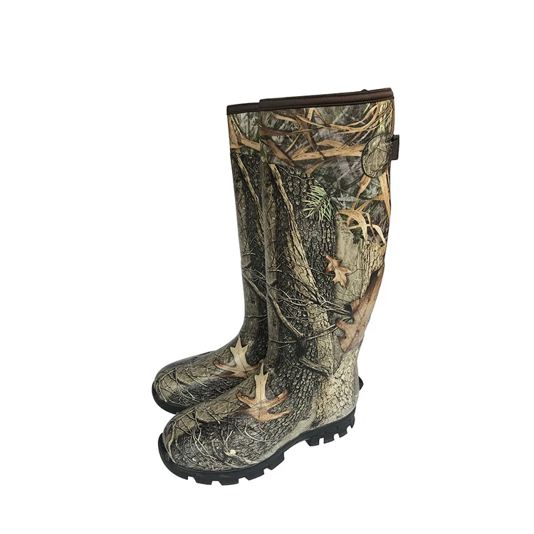 Wholesale Natural Waterproof Rubber Rain Boots Camo Neoprene Hunting Farming Fishing Boots for men