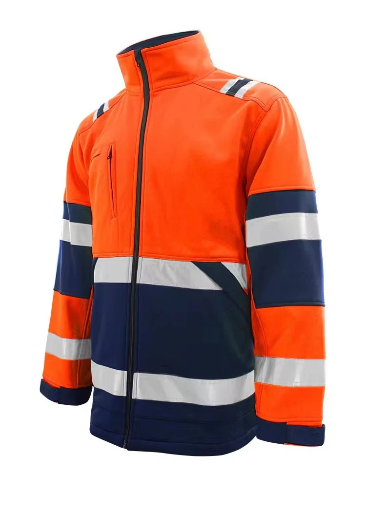 Winter outdoor windproof jacket with reflective stripes customized logo plush and thick hoodie jacket