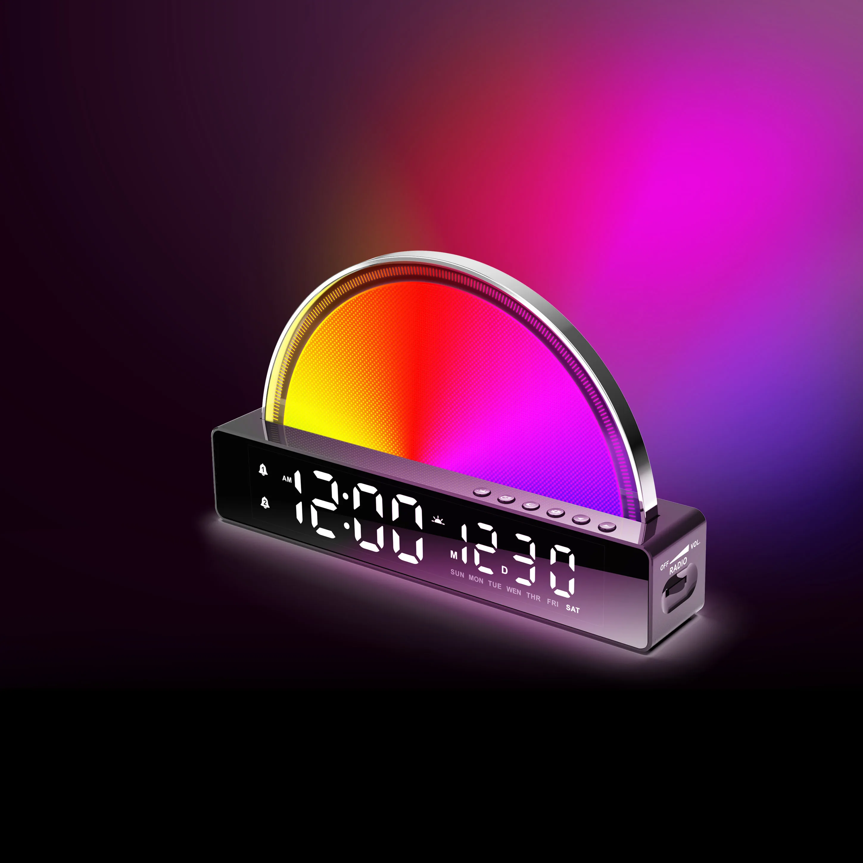 Wake Up Multi-function Alarm Clock Wood Digital Alarm Clock With Usb Charging Port Sunrise Wake Up Light