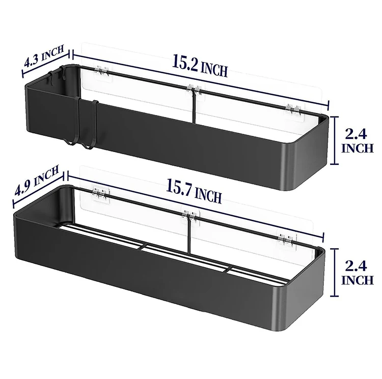 Pack of 2 Rustproof Iron Self Adhesive Shower Organizer Shelves Rack Shower Caddy for Bathroom Apartment