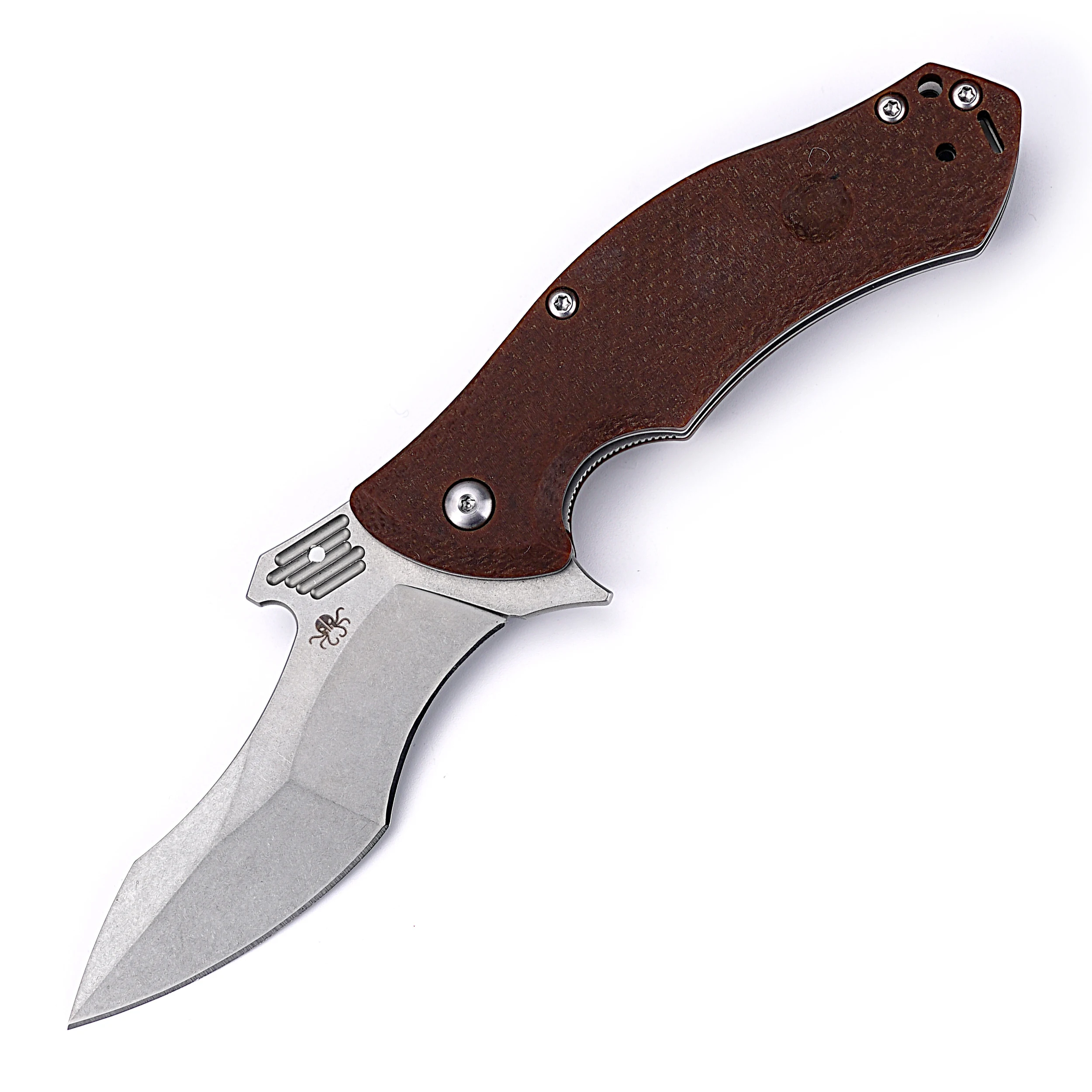 High Quality S35VN Steel Blade EDC Knife Outdoor Tool Folding Pocket Knife with Brown Linen Micarta Handle