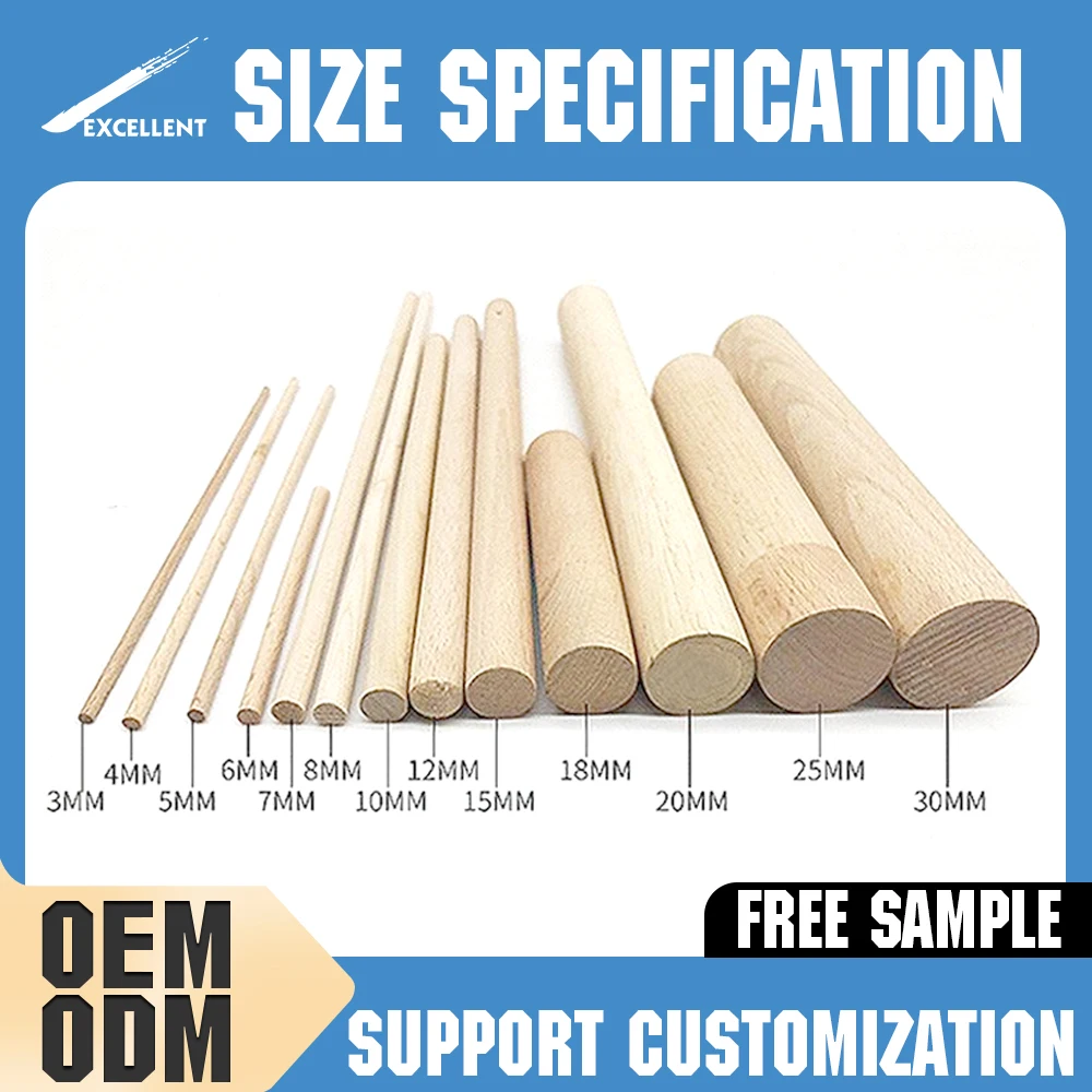 Good Quality Control Sticks Wood Round Round Wood Stick 28 Mm Wooden Thin Round Stick