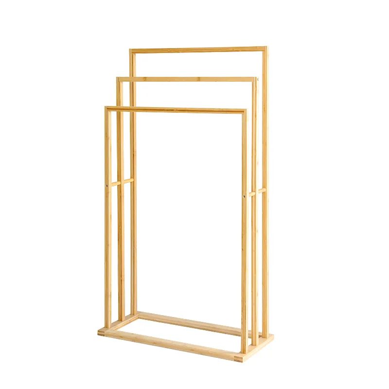 3-Tier Bamboo Drying Rack , Bathroom Towel Bar, Pool Drying Rack
