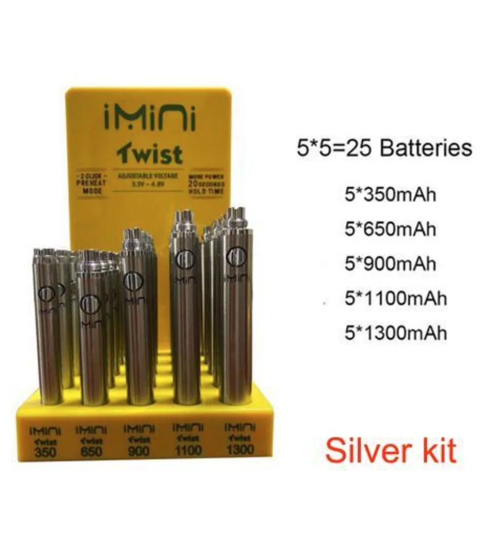  Новейший тонкий Vape аккумулятор 3 в 1 и 5 imini Twist Smart CBD с переменным напряжением 510