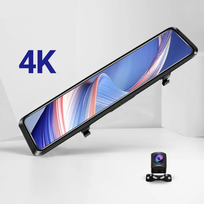 12 Inch 4k 2160p Touch Screen Rearview Mirror Car Dvr Dash Cam Video Recorder With Wifi Gps Night Vision Reverse Dash Camera