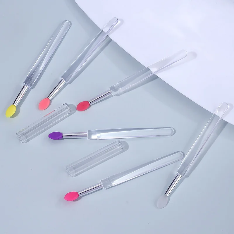 Reusable Chrome Glitter Mirror Powder Manicure Tool Pigment Silicone Nail Arts Brush Silicone Applicator Sticks