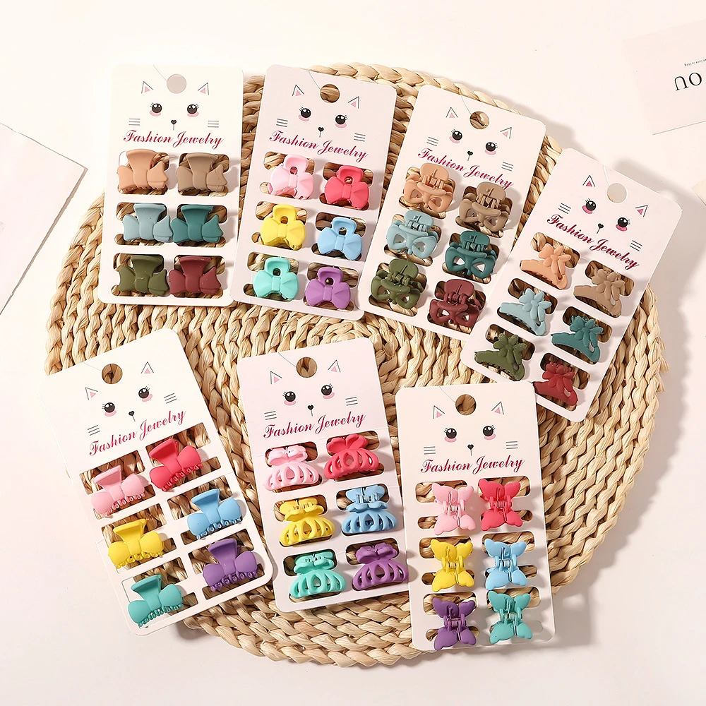 6pcs/set small hair claw clips plastic clip for kids hair accessories set