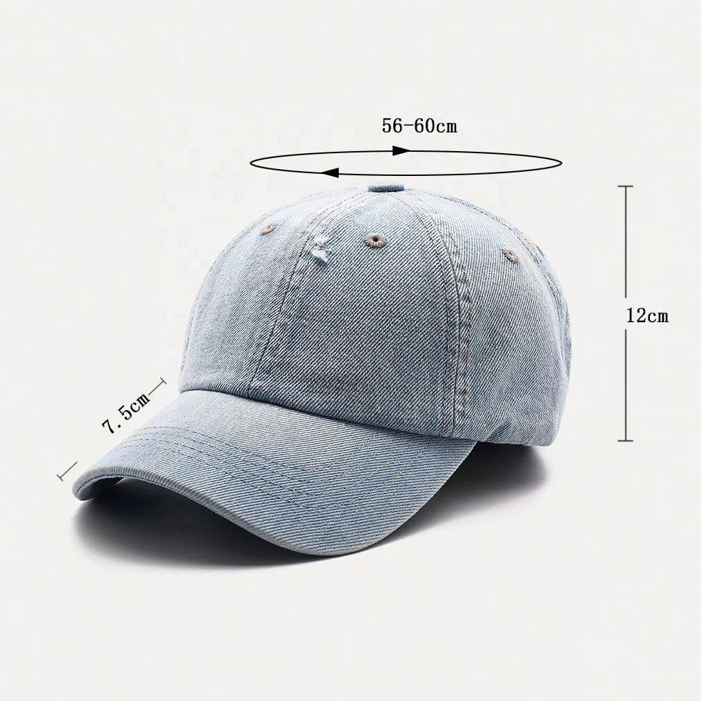 Wholesale Distressed Baseball Cap Custom Plain Blank Ripped Vintage Denim Dad Hats