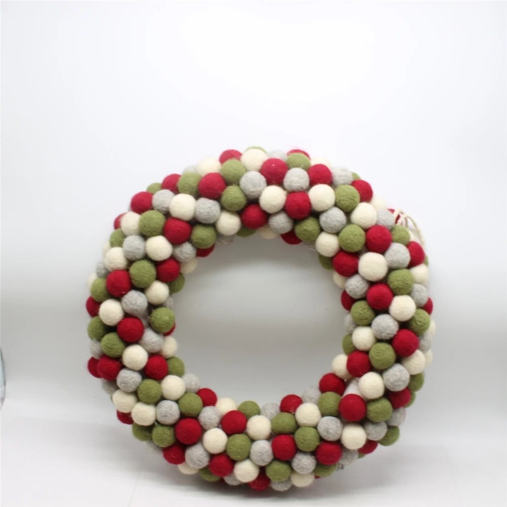 christmas bauble handmade felt wool ball garland for wholesales