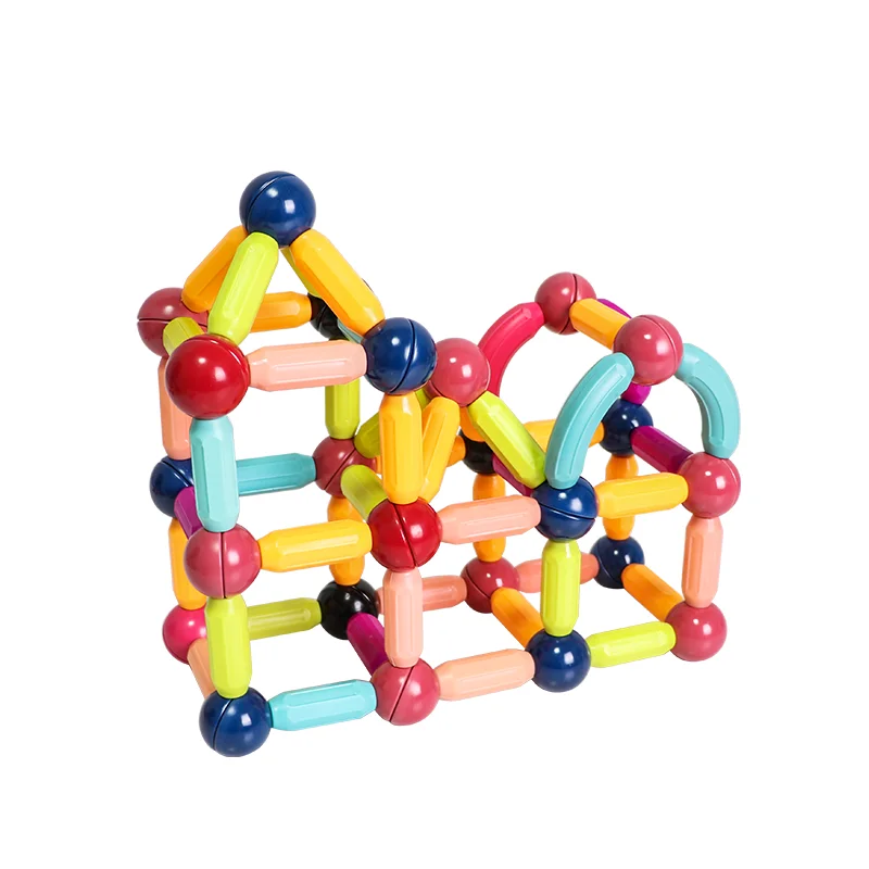 Smart magnetic ball rod toys educational magnet toys for kids 3D Assembly Building Blocks Magnetic balls and stick