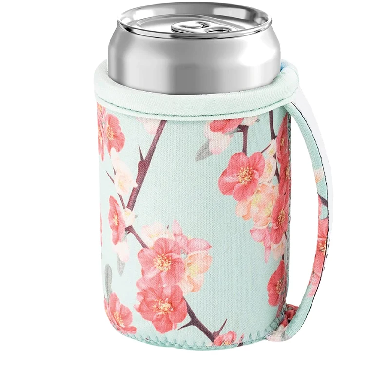Custom logo anti-slip waterproof neoprene stubby holder 330ml 12oz beer can cooler sleeve coozies with handle
