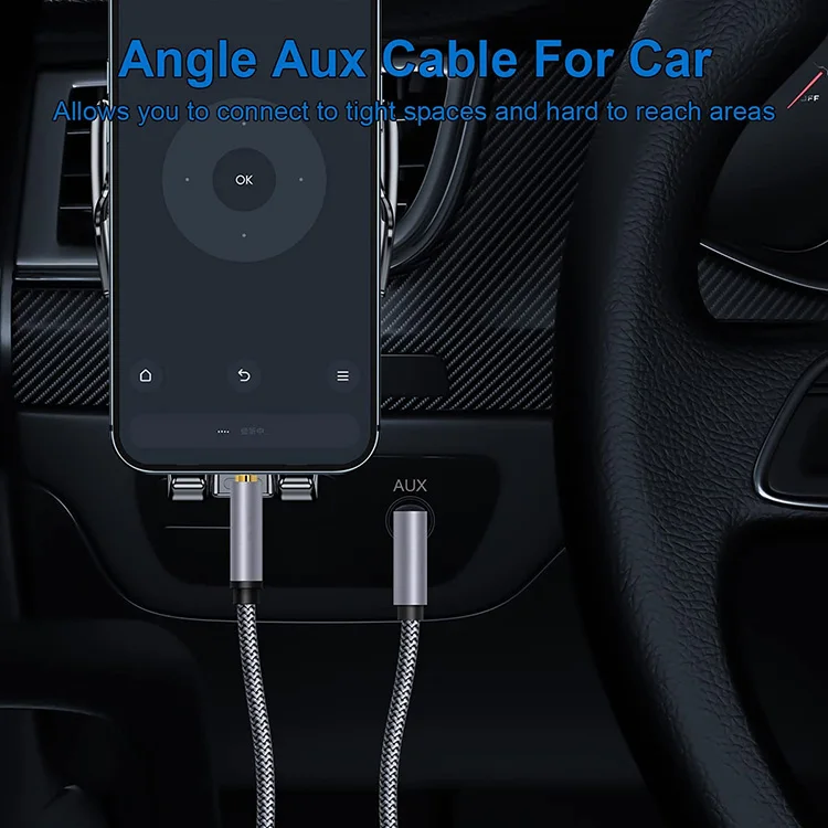 Hot Selling Nylon Jack Aux Cable 3.5mm to 3.5mm Audio Cable Male to Male female Gold Plug Car Aux Cord