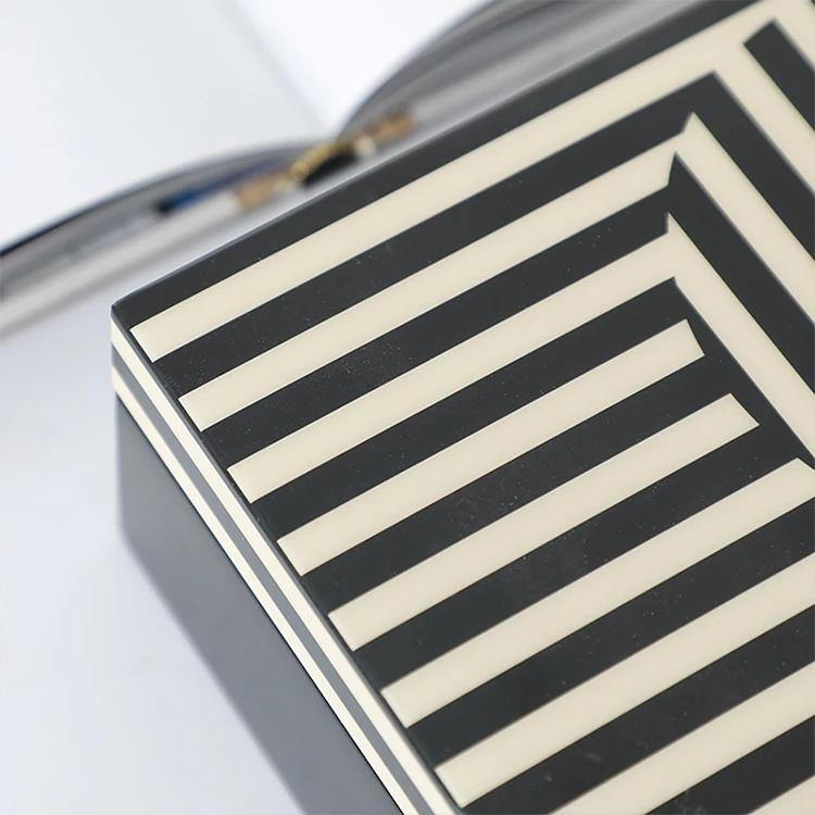 hot-sell wholesale modern wedding interior rectangular black white luxury nordic mdf piano lacquer jewelry box for home