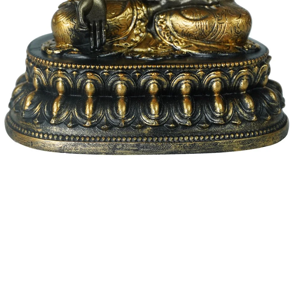 2023 New arrive golden color home indoor decor tabletop small feng shui resin meditating Buddha statue on throne