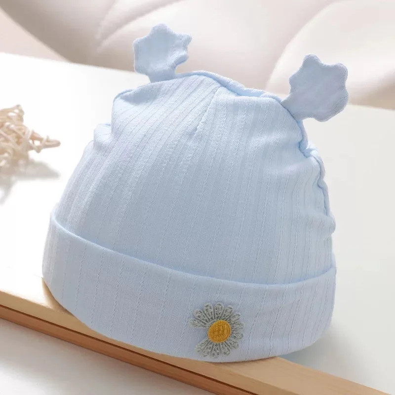 Cute design autumn cotton new born baby knot hat knit