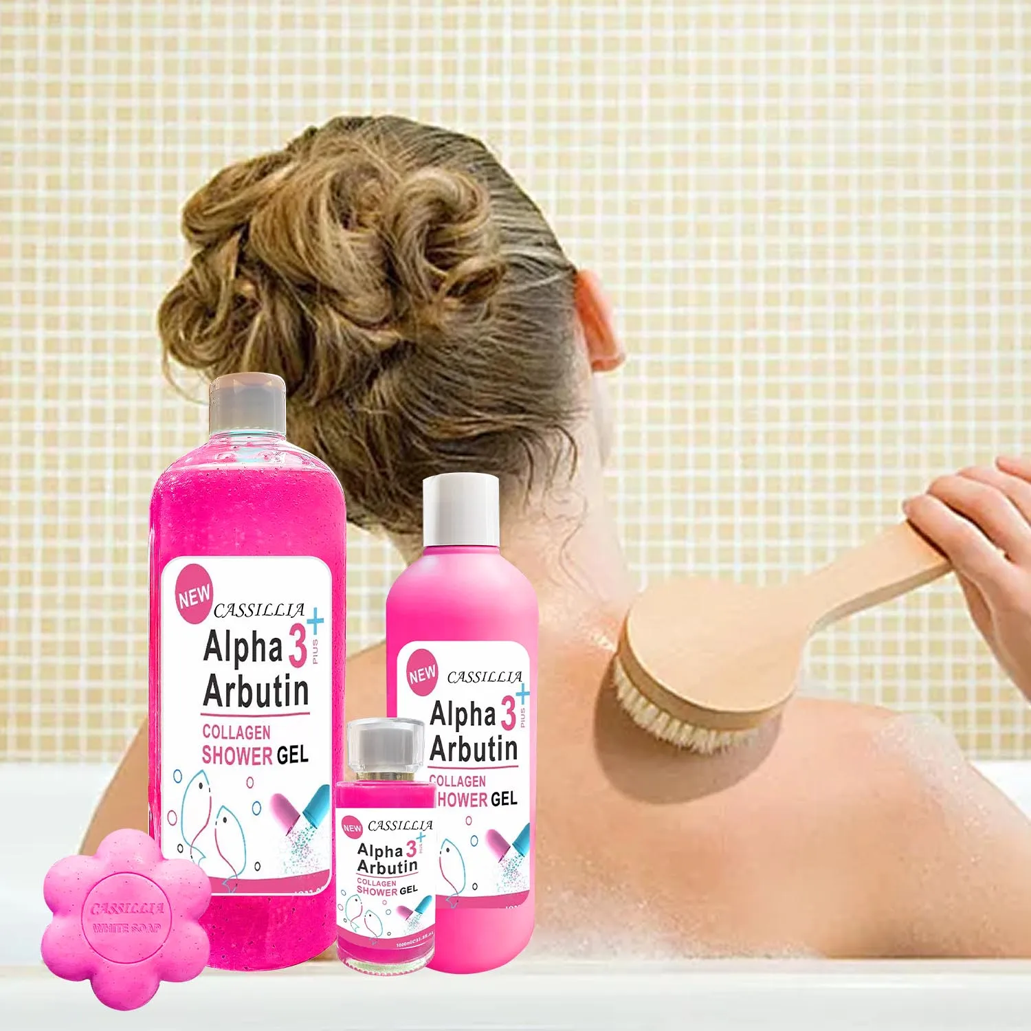 Private Label Organic Alpha Arbutin 3+ Collagen Refreshing Moisturizing Body Skin Care Shower Gel de douche Whitening Body Wash