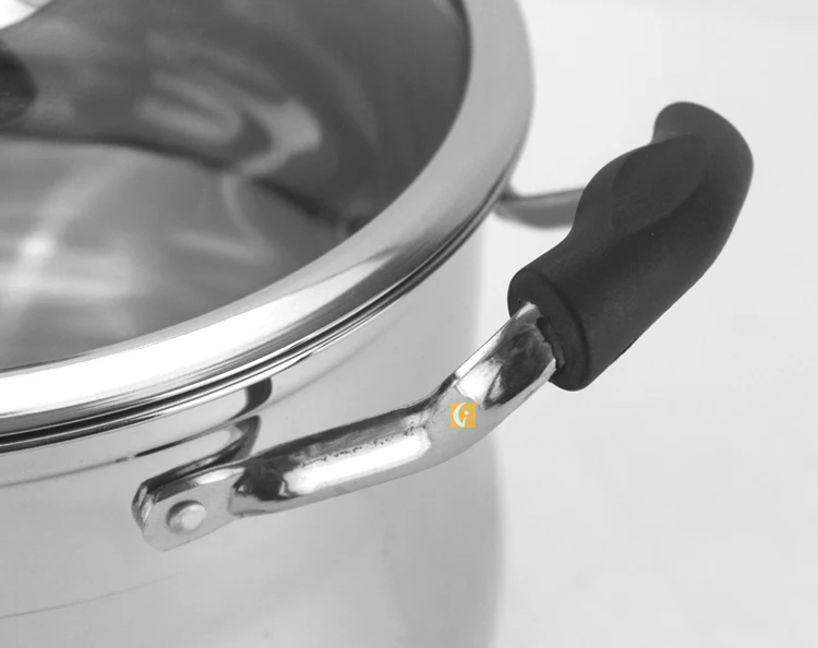 Drum shaped deep 201 stainless steel double bottom soup pot stew pot