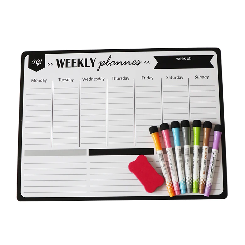 2022 New products Whiteboard Week Planner Menu To Do List Dry Erase Reward Chart Chalkboard Promotion Custom Calendar Magnet