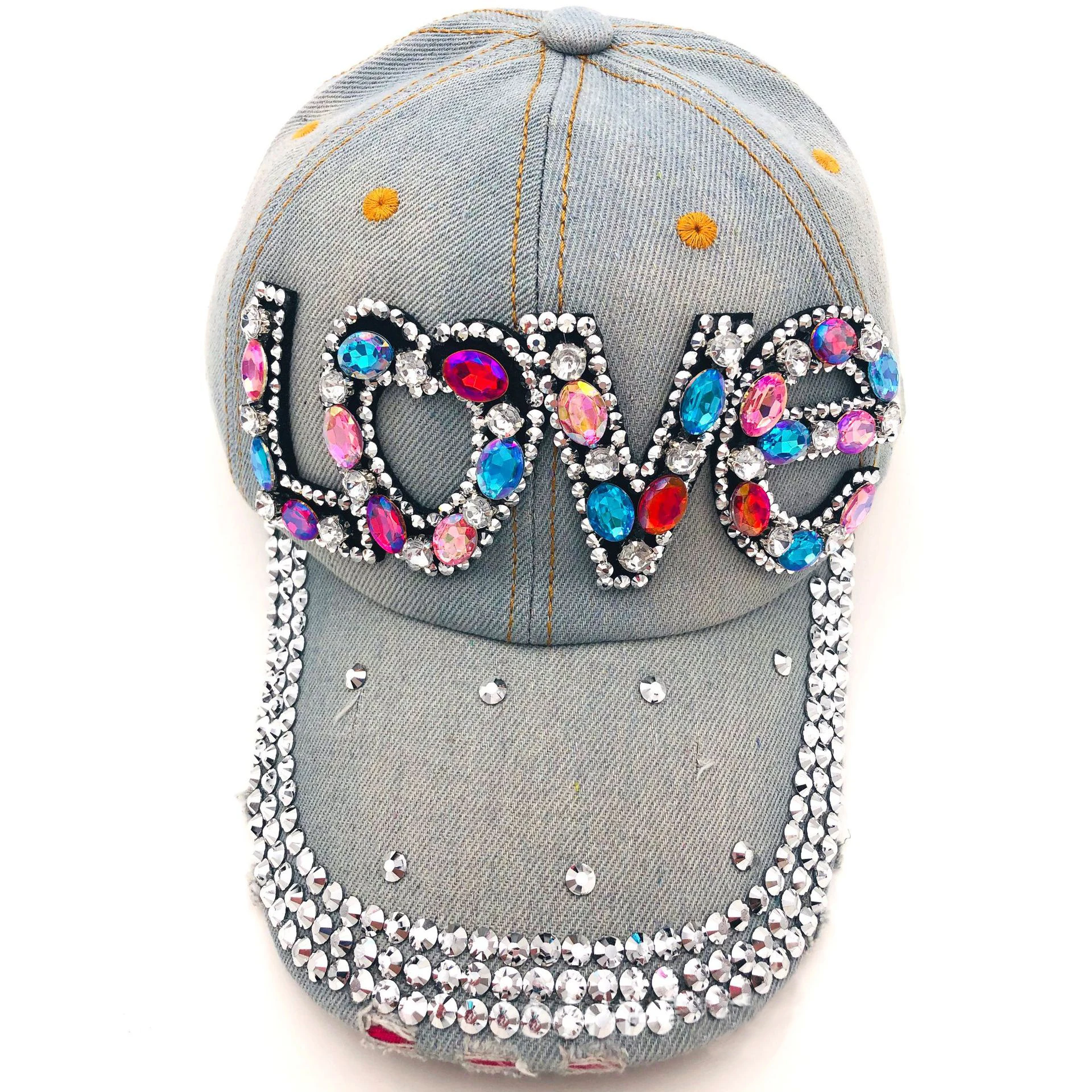 Factory wholesale rhinestone baseball caps new style summer trendy fashion bucket hat bright diamond rhinestone Unisex hat