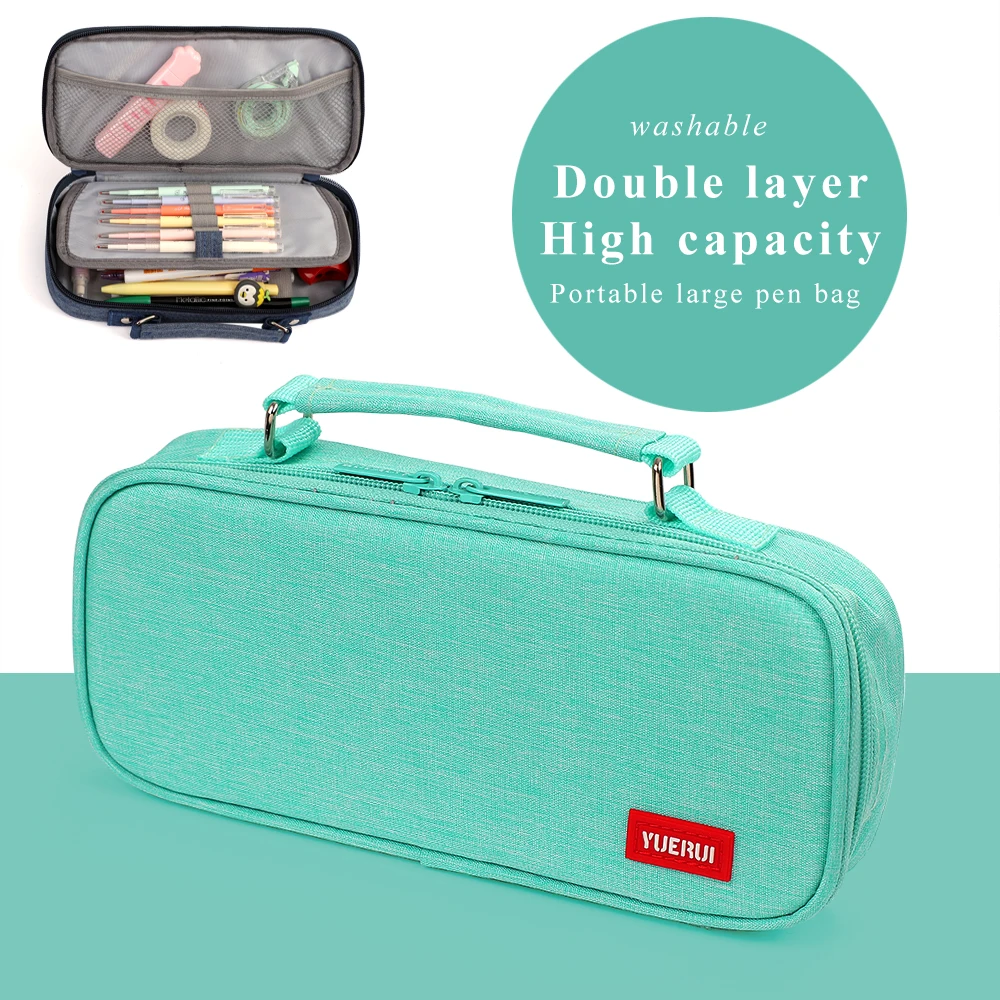 yiwu wholesale Double Layer Pencil Cases Canvas Pencil Case Kawaii Large Capacity Big  School Supplies for Students Storage bag