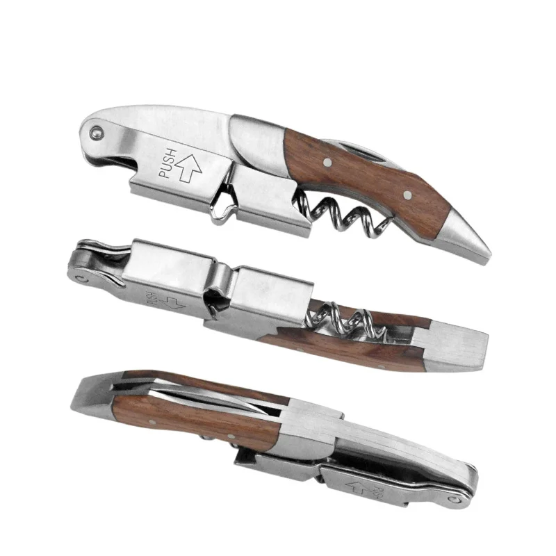 Wooden handle Business Gift Idea Wine Bottle Opener Double Lever Corkscrew Opener