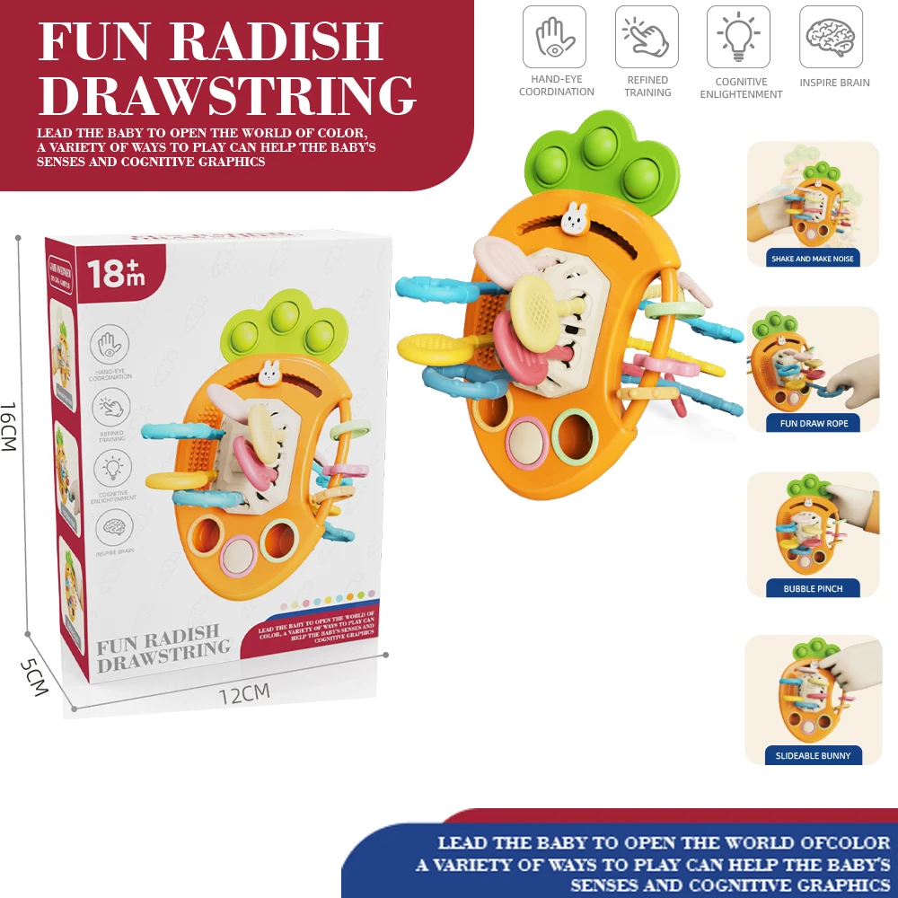 New products baby touch hand grasping Puzzle busy ball Cute radish Flying Disc design gnawed teeth gum grip ability training toy