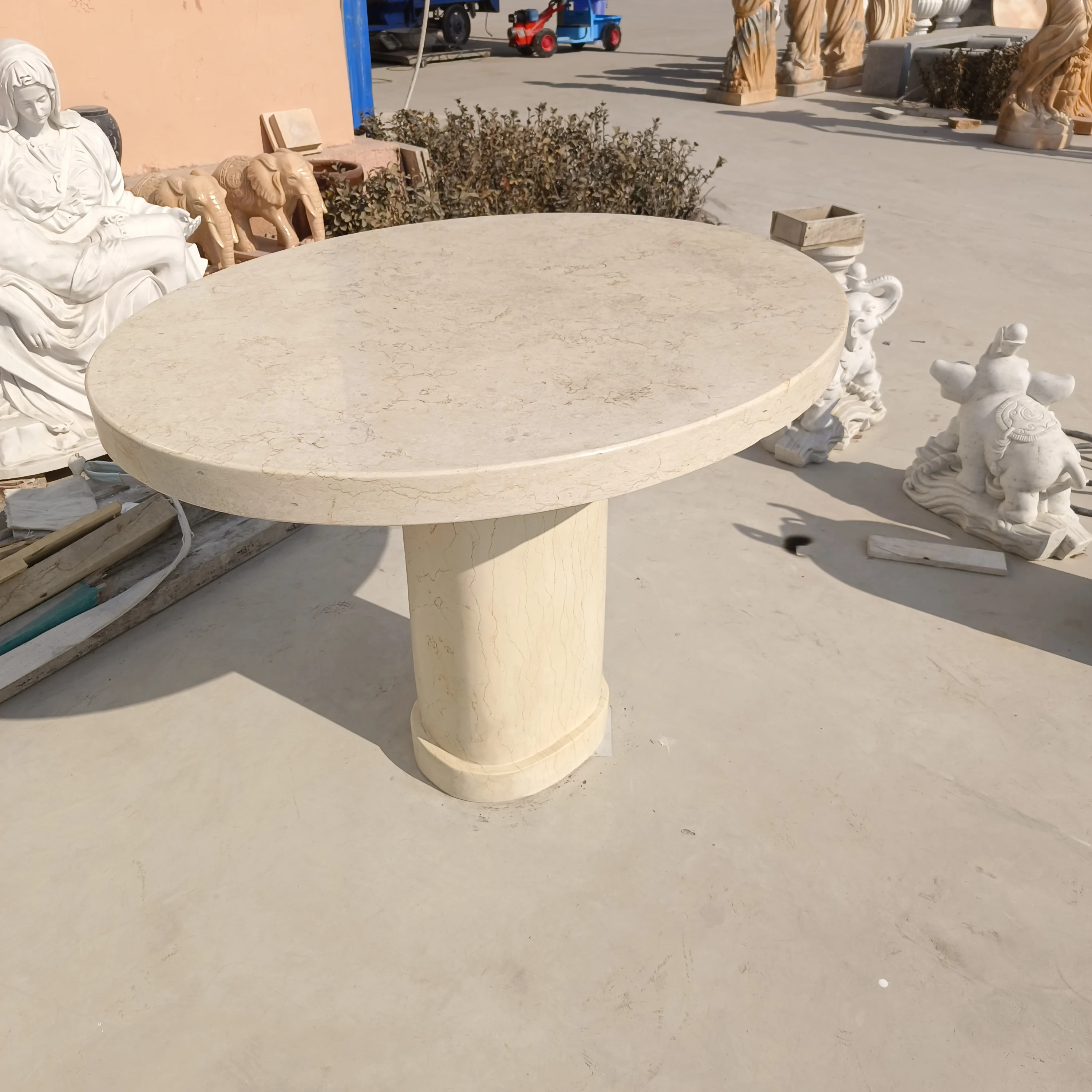 outdoor oval real natural egyptian beige marble tables