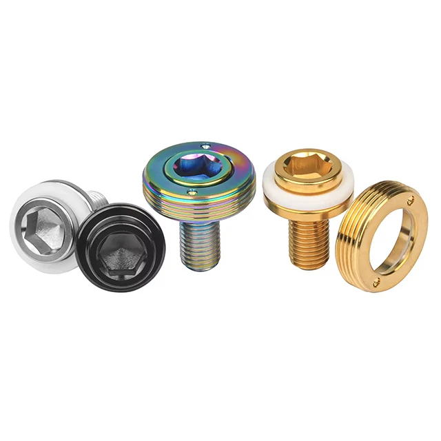 Titanium Bolt M8x15mm Square Hex Screws With Dust Cap Gasket for Pass Brompton Bottom Bracket Bike Ti suit Parts