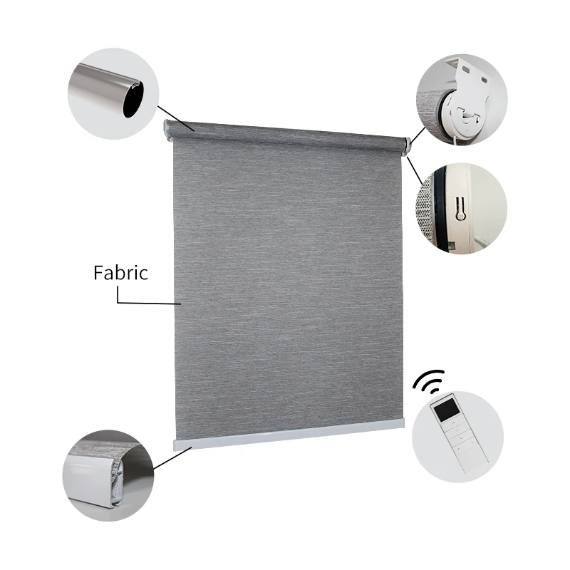 Customized Blackout Waterproof  Sunscreen Smart Aluminium Channel  Electric Blinds Motorized Roller Blind