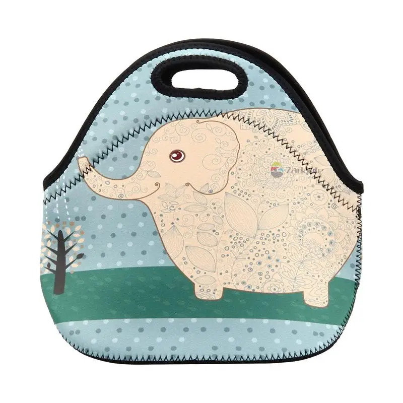 Thermal printed neoprene lunch bag picnic handbag